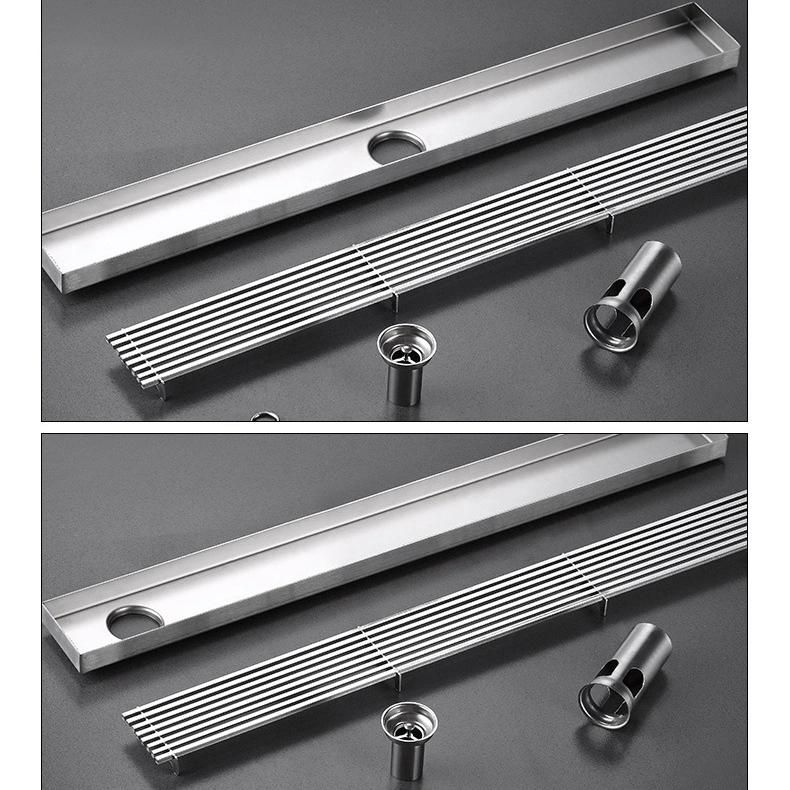 70*6.8cm DN50 Thickened Solid Striped 304 Stainless Steel Floor Drain Shower Room Long Strip Large Displacement Odor Proof Floor Drain