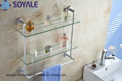 Aluminum Alloy Double Glass Shelf with Oxidization Surface Finishing (SY-3591D)