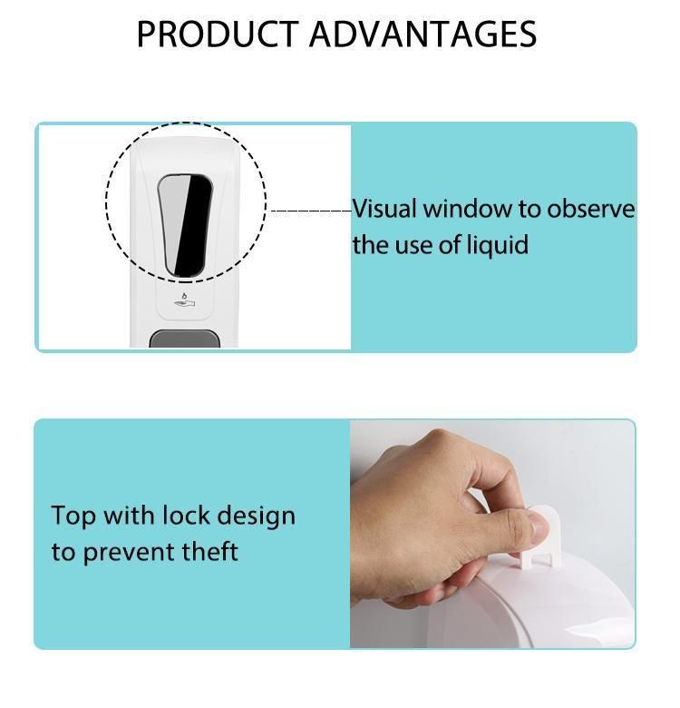 1000ml OEM ODM Hotel Refillable Bottle Gel Spray Foam Wall Mount Dispenser Hand Wash Liquid Manual Soap Dispenser