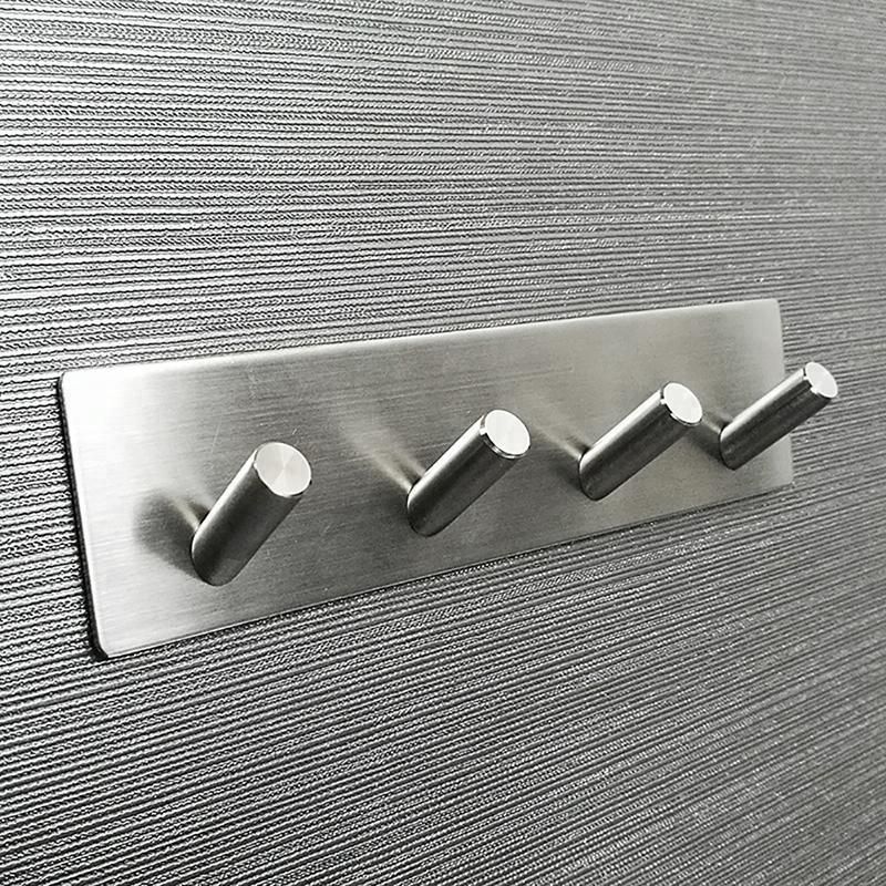 Stainless Steel Adhesive Clothes 5 Hanging Hooks