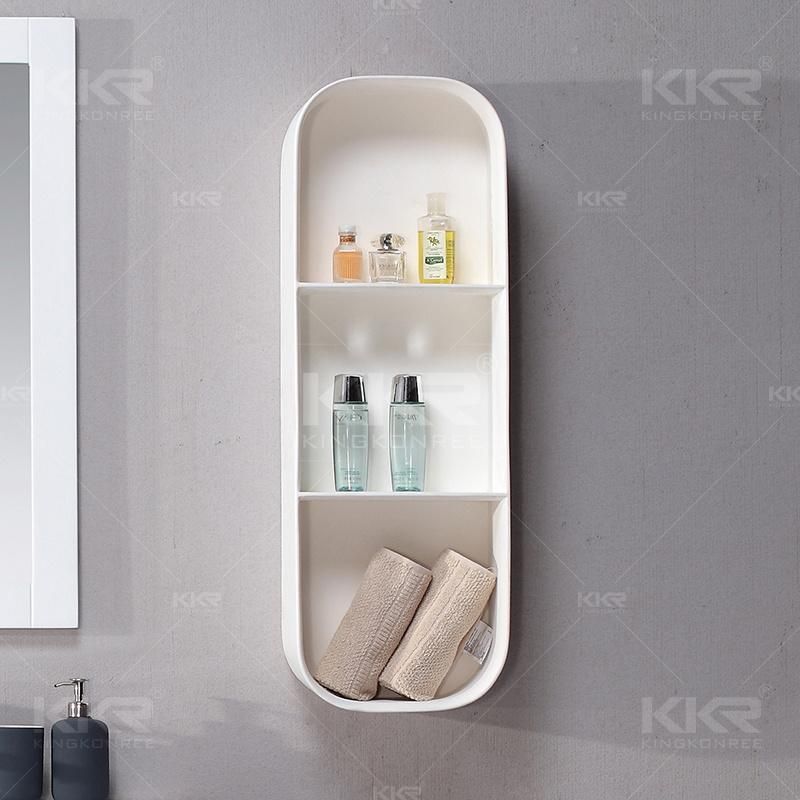 White Solid Surface Stone Bathroom Wall Storage Rack Displayed Shelf