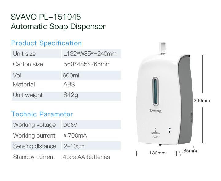 Svavo Generous Design Automatic Hand Sanitizer Dispenser for Shopping Mall