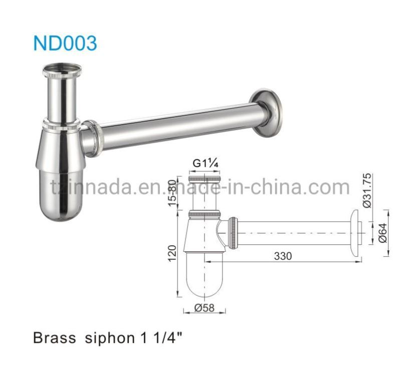 Brass Siphon Pop up Waste Basin Drain with Brush Nickel Sink Pipe Flesafval Trap (ND003-BN)