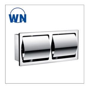 Bathroom Toilet Stainless Steel Double Paper Rollder Holder with Cover