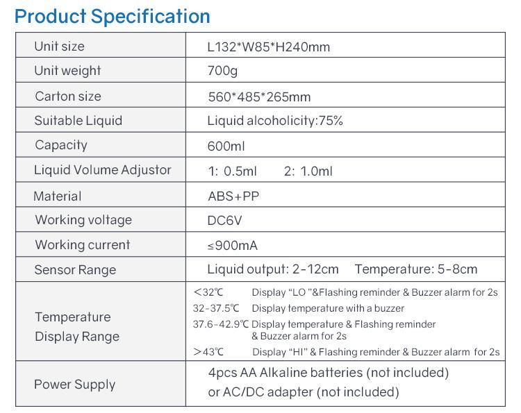 Wall Mounted Temperature LED Display Auto Touchless Infrared Sensor Liquid Dispenser for Public Area