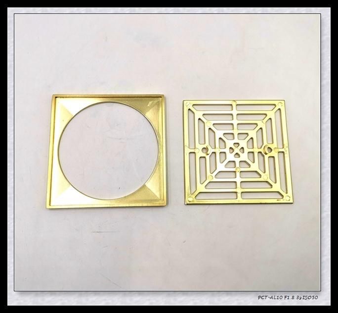 Zinc Alloy Brushed Gold 4 Inch Square Shower Drain