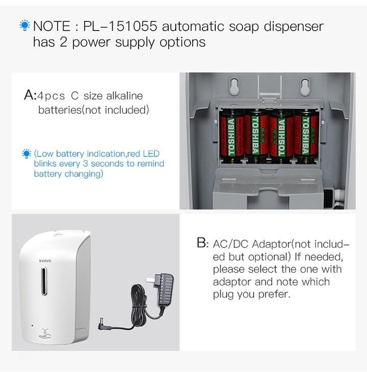 ABS Plastic 1000ml Refillable Touchless Automatic Liquid Soap Dispenser