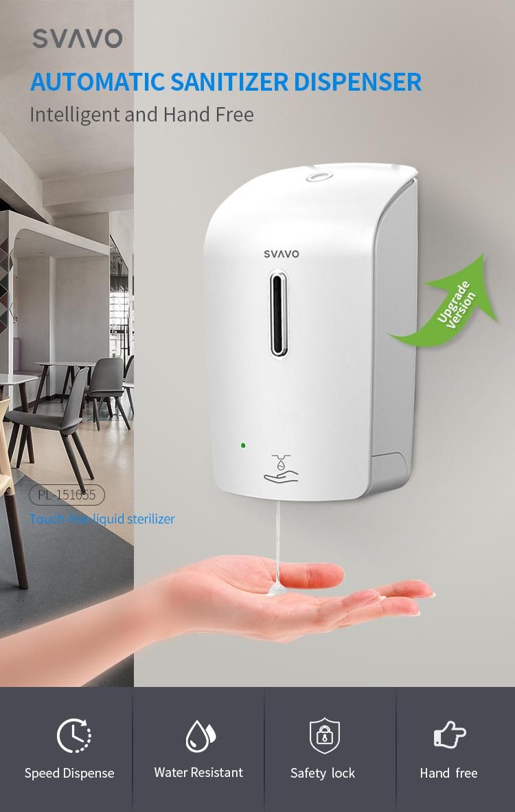 Svavo Best Selling 1L Automatic Sanitizer Gel Dispensers Liquid Soap Dispenser with Drip Tray