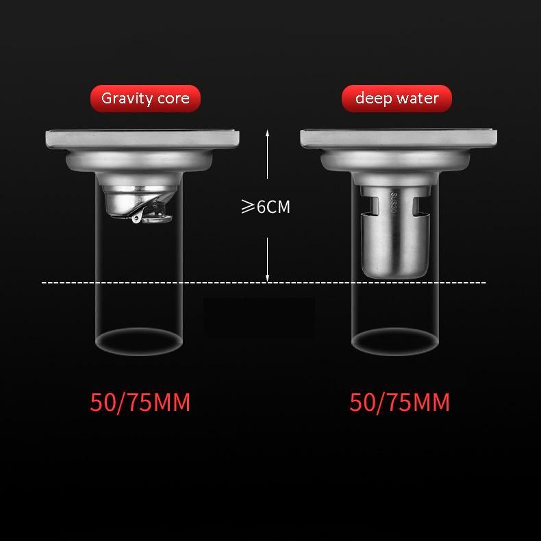 15*10cm Solid Horizontal Strip Shower Room Floor Drain 304 Stainless Steel Rectangular Stripe Floor Drain Automatic Closing Odor Proof Floor Drain