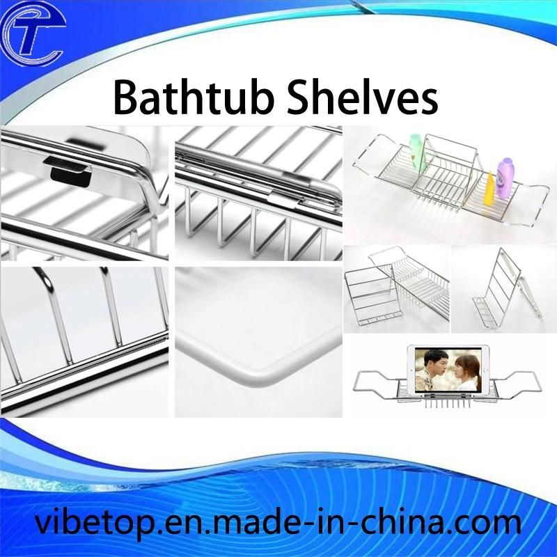 Chrome Metal Bathroom Bathtub Rack Shelf
