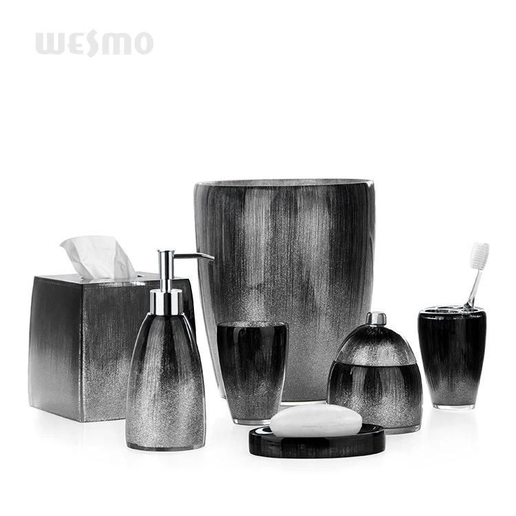 Household Polyresin Bathroom Set with Toilet Brush Holder Brush Cup