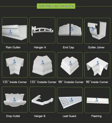 Plastic PVC Rain Gutters Lowes Rain Water Roof Drain Gutter Collector, Rectangular Rain Gutter