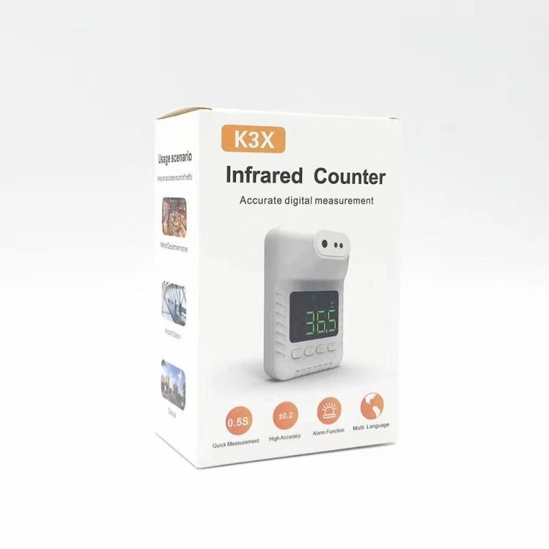 Wall Mounted Infrared Automatic Digital Thermometer for Adults Forehead Touchless Non Contact for Offices Factories Shops Schools (Without Battery)