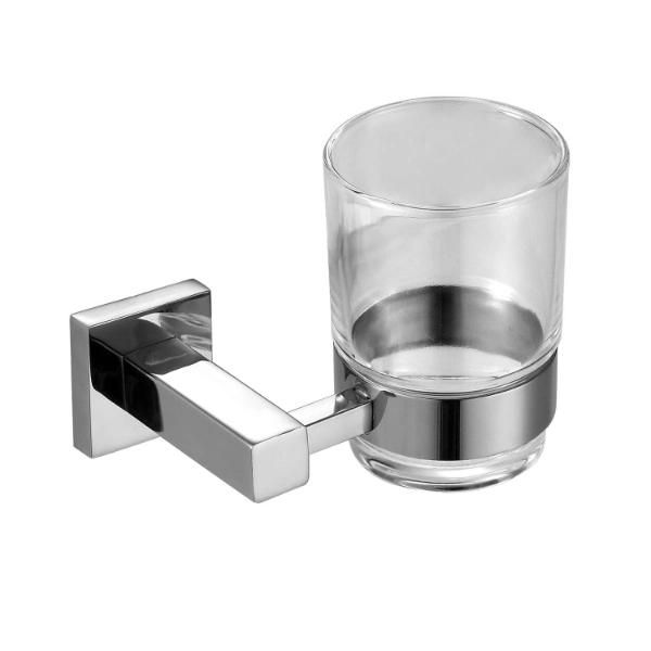 Stainless Steel and Frost Glass Double Toothbrush Holder Set