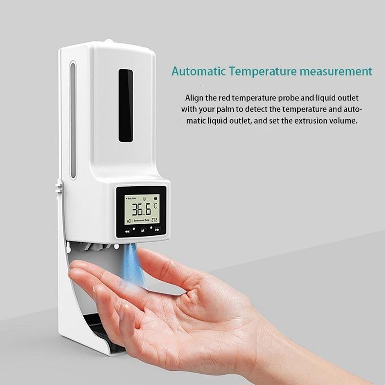 Hot Sale Wall Hanging and Tripod Fixed Infrared Temperature Probe Infrared Thermometer Disinfection Machine Soap Dispenser