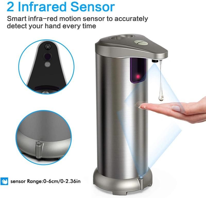 Non Contact Motion Infrared Touch Free Sensor Stainless Steel Hand Sanitizer Liquid Soap Dispenser