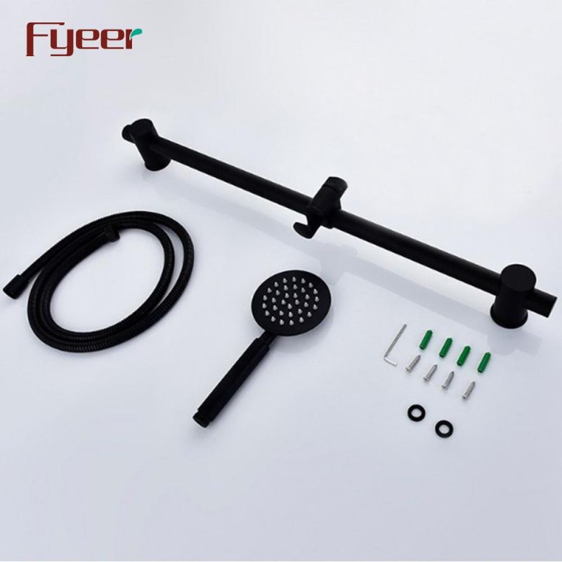 Fyeer Black Bathroom Shower Sliding Bar with Hand Shower