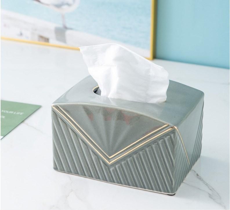 Home Decoration Ceramics, American Ceramic Tissue Box, Printable Logo Creative Toothbrush Cartridge Self-Designed Tissue Box Set