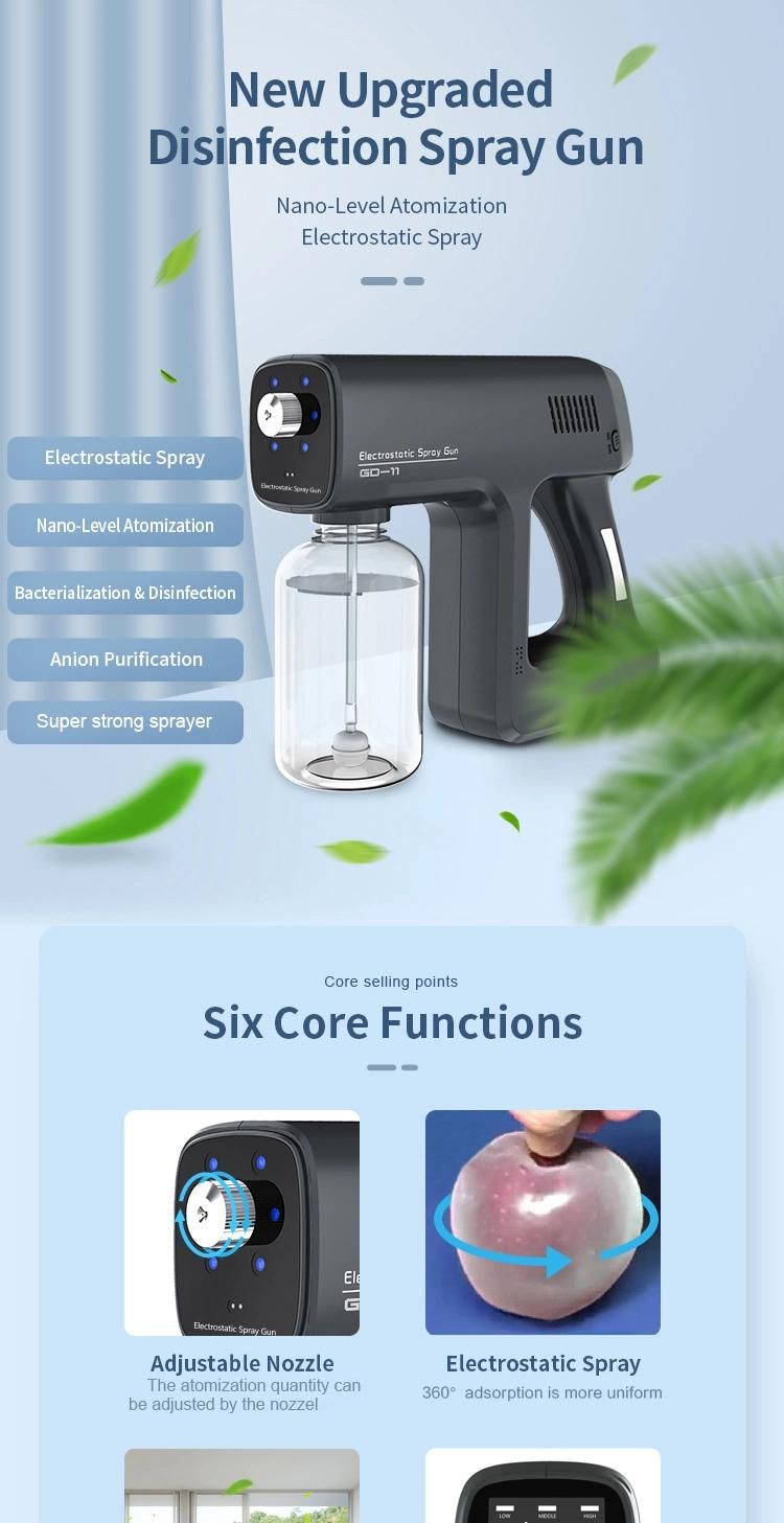 Rechargeable Cordless Portable Disinfection Nano Mist Spray Gun Electrostatic Fogger Machine