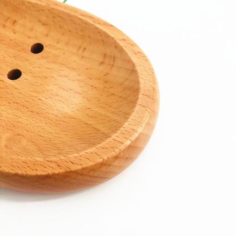 New Design Oval Wooden Soap Tray Wood Soap Dish with Anti-Slip Feet