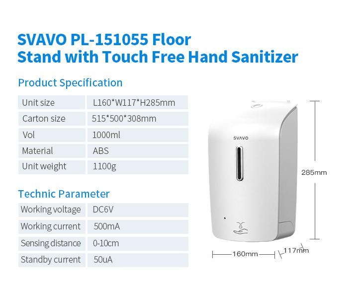 Svavo ABS Plastic Hotel Office Sensor Automatic Hand Sanitizer Gel Dispenser