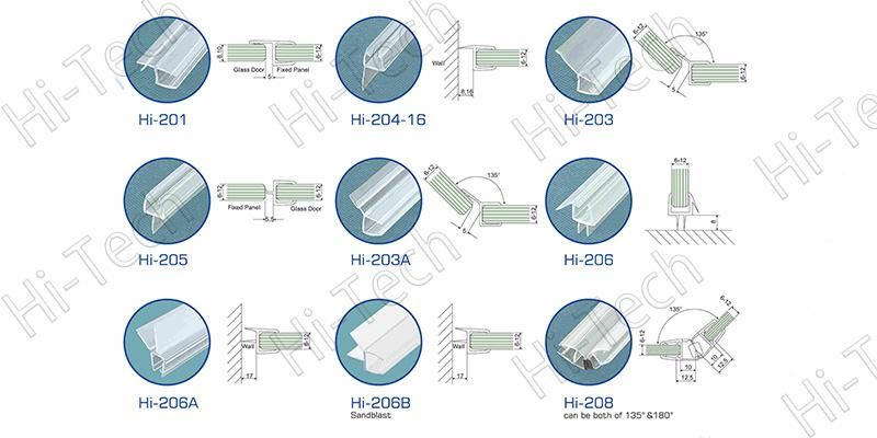 Hi-206A Frameless Glass Door Transparent Silicone Sealing Strip