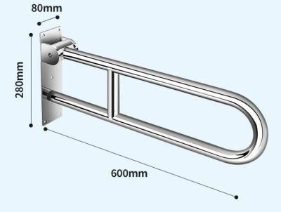 OEM Stainless Steel Flip up Down Bathroom U-Shape Toilet Handrail