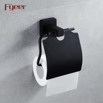 Fyeer Bathroom Accessory Aluminum Matt Black Toilet Paper Holder