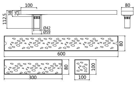 Pd-33145 Bathroom Accessories Stainless Steel Long Floor Drain (Satin finished)