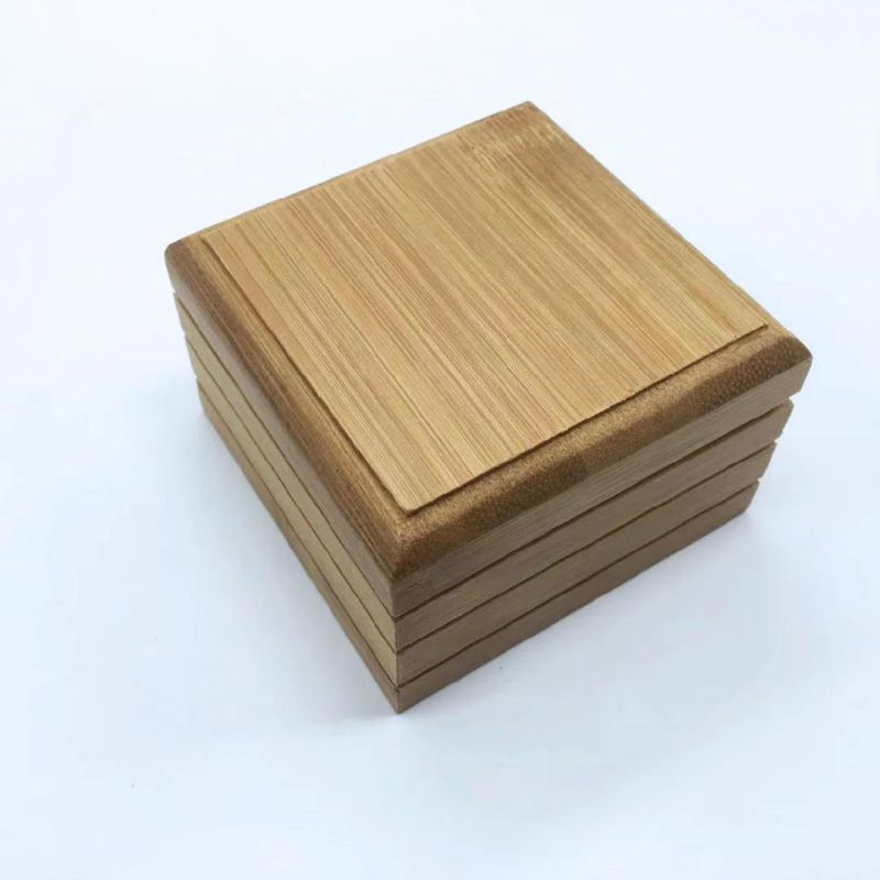 Bathroom Accessory Square Natural Bamboo Soap Dish with Lid