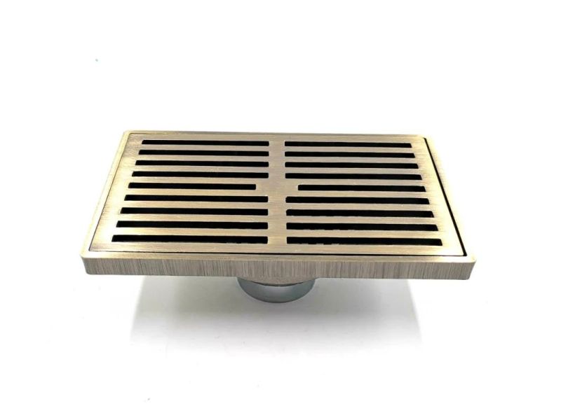 Brushed Brass 4" Square Shower Drain