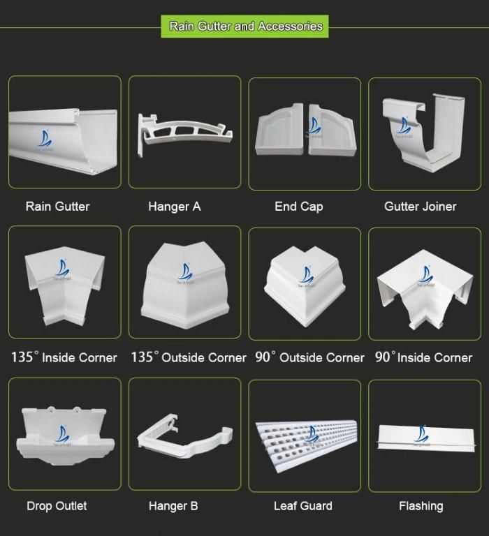 Anti-UV Rain Water Gutter PVC Gutters Drainage Products Long Lasting Building Materials