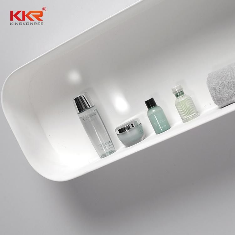 Kkr Black Solid Surface Shower Shelf Wall Mount Bathroom Shelf Niche