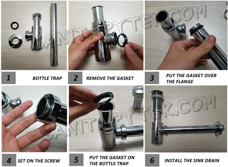 Chrome Brass Bottle Trap Siphon for Basin Drainer Sink (D8606)