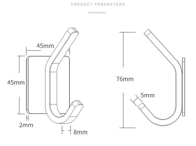 Factory Customized Household Products Magic Glue Kitchen and Bathroom Stainless Steel Hooks Coat Hooks