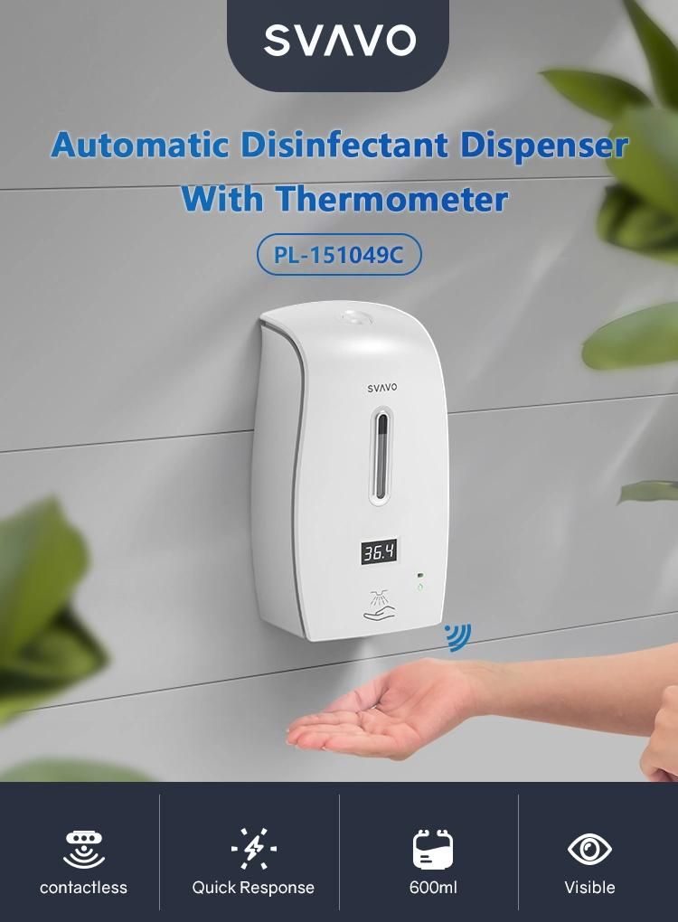 600ml Automatic K9 PRO Thermometer Touchless Alcohol Hand Sanitzier Spray Soap Dispenser