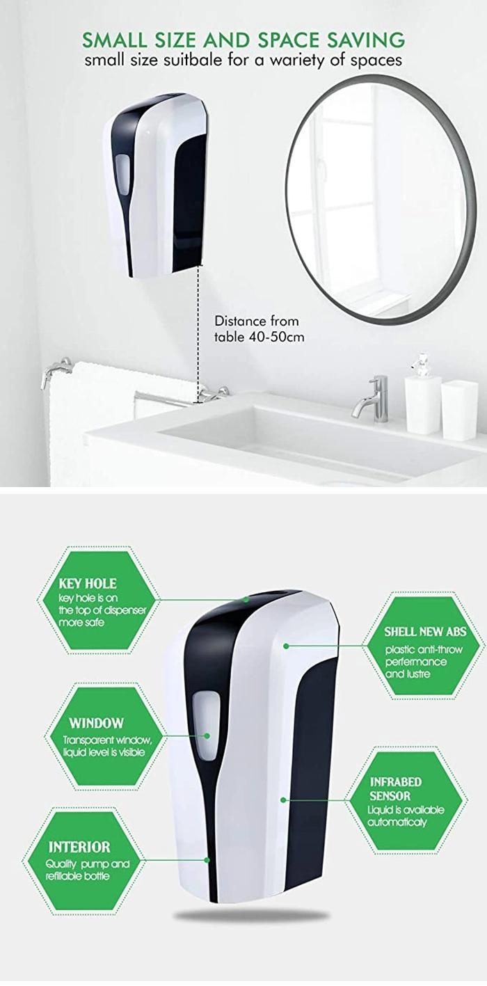 Saige 1000ml Hotel Wall Mounted Auto Sensor Touchless Automatic Soap Dispenser for Alcohol