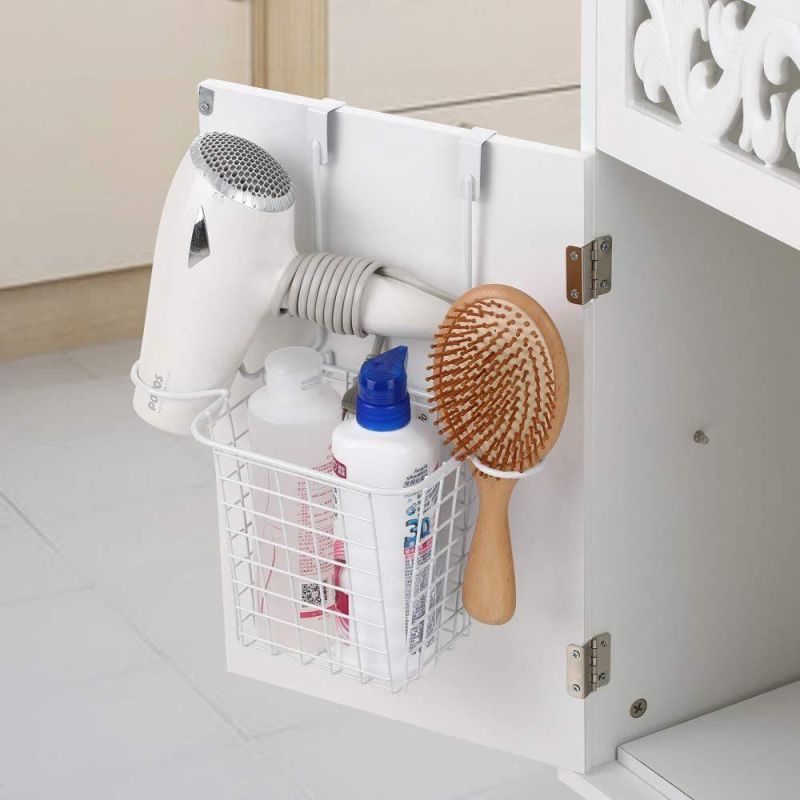 Multi-Functional Overdoor Punch Free Accessories Storage Metal Wire Hair Dryer Holder Metal Storage Basket