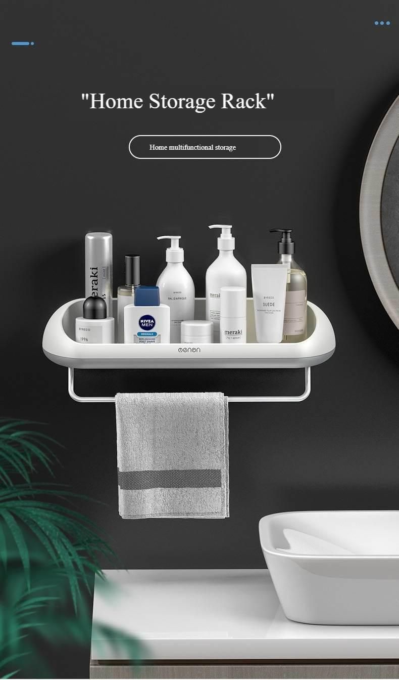 ABS No Punching Toilet Bathroom Rack Wall-Mounted Towel Shelf