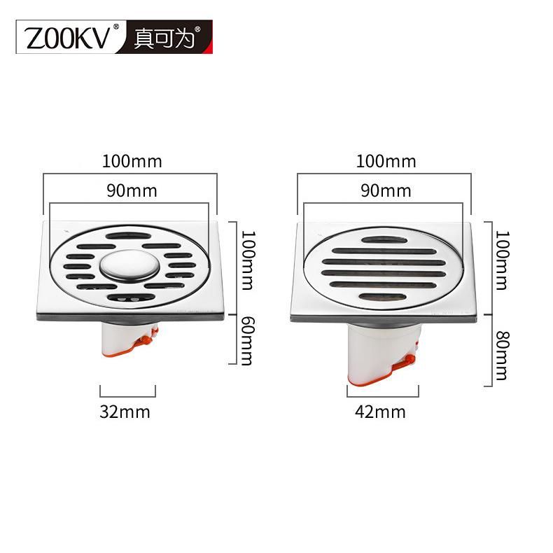 Bathroom 6mm Large Straight Row DN40DN50 with Buckle Deodorant Floor Drain Automatically Closed Type Bright Stainless Steel Floor Drain