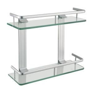 Luolin -Saver in Future- Bathroom Double Glass Shelf Glass Rack, Corner Rack Rectangle Shower Shelf, Shower Caddy Bath Tray Glass, 22240-13