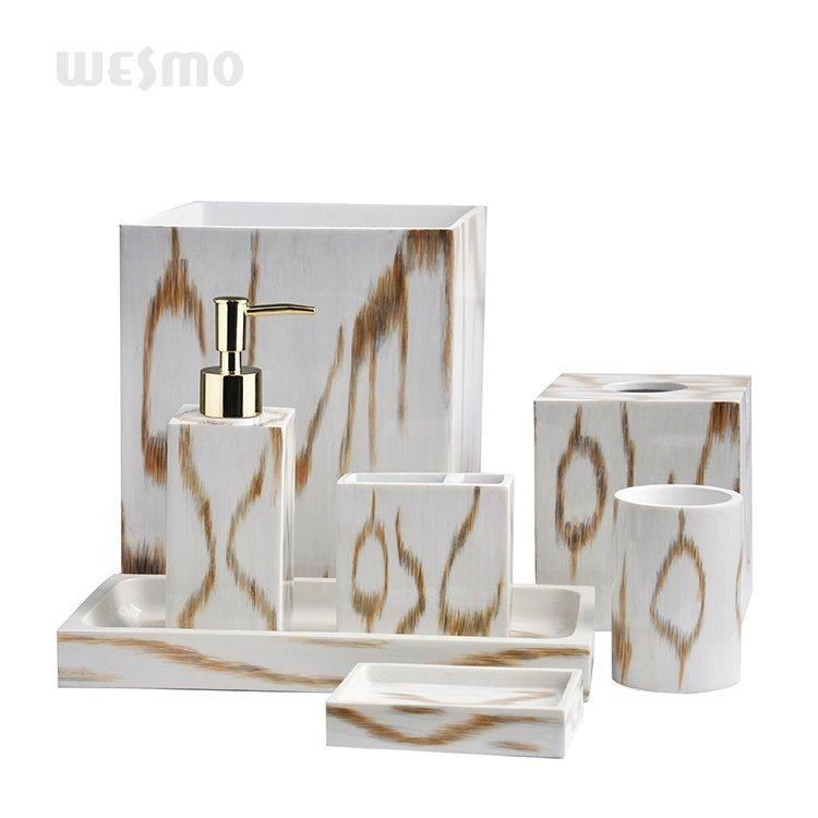 Imitated Marble Finish Polyresin Bathroom Accessories