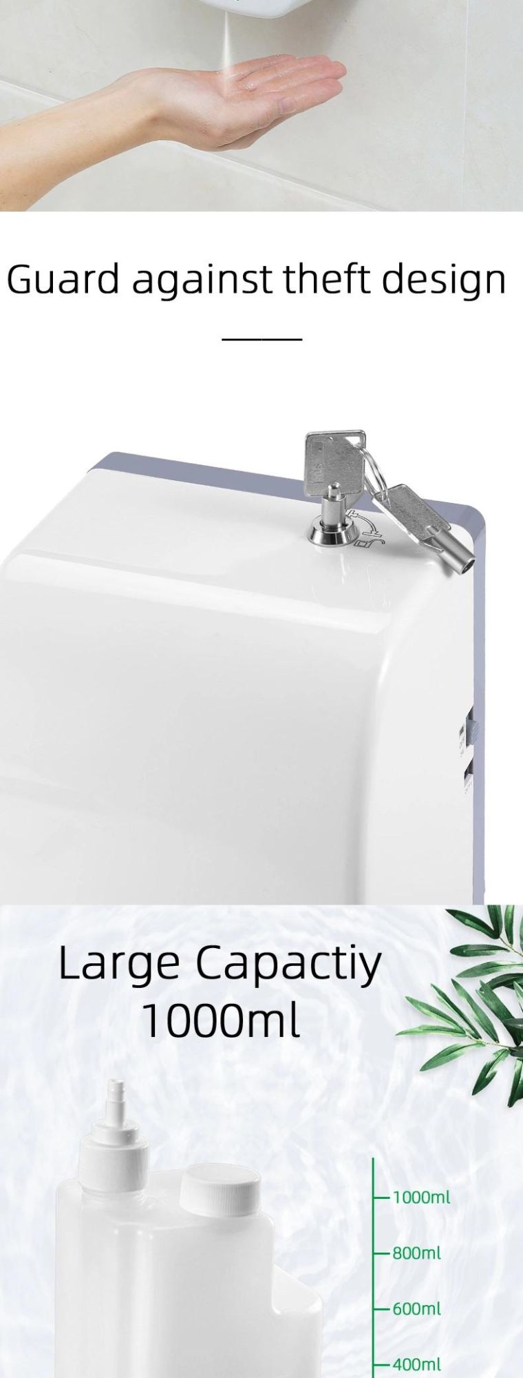1000ml Soap Dispenser Electric Automatic Hand Sanitizer Dispenser Spray Gel