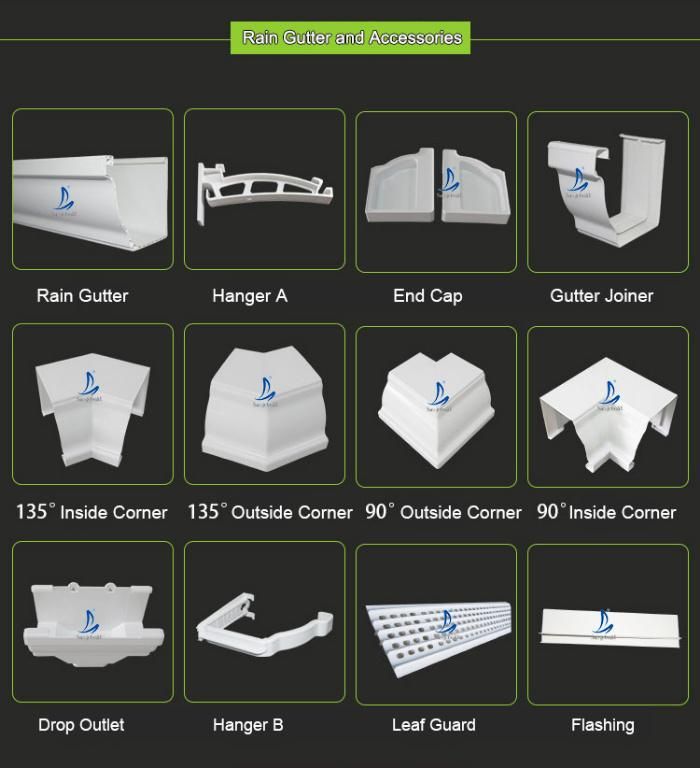 PVC Rainwater Drainage Tube and Pipe Long Lifespan Roof Material Vinyl Roofing Gutter Drop Outlet