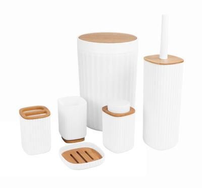 Plastic Bathroom Sets with Bamboo Lid