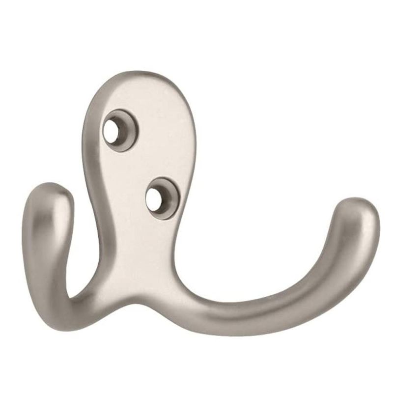 Double Prong Towel Hook, Robe Hook Matte Nickel Towel Holder for Bathroom, Bathroom Accessories