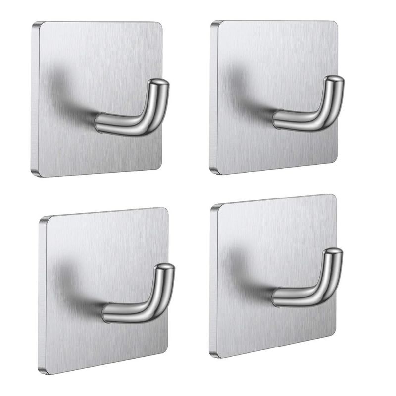 Adhesive Hooks Towel Hook, Heavy Duty Wall Hooks, Stainless Steel Hooks for Hanging Bathroom Robe/Coat/Kitchen Utensil/Bag