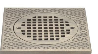 Shower Drain Square Drain Floor Drain 4 Inch 2mm Thicken with Flange, Quadrato Pattern Grate Removable