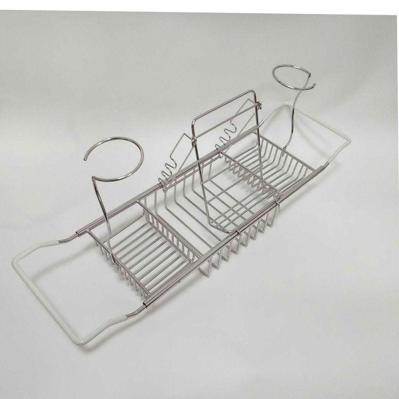 Stainless Steel Bathoom Accessories Expandable Bath Caddy Shelf Bathtub Tray Rack