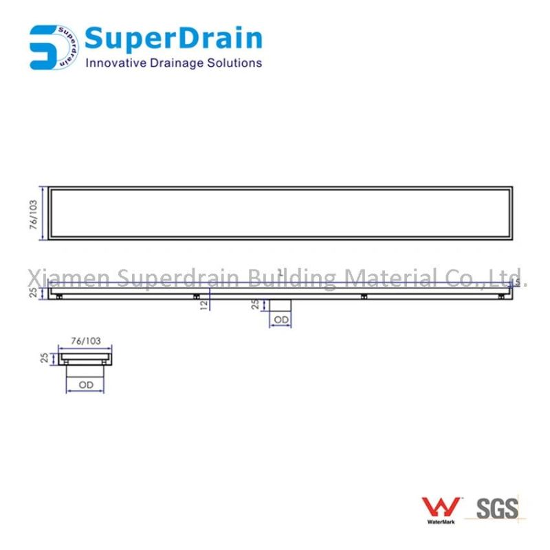 Tile Insert Linear Shower Drain Shower Floor Drain with Removable Cover